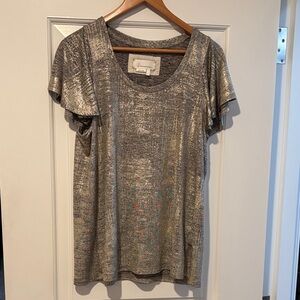 Anthropologie Gold Short Sleeve Tee